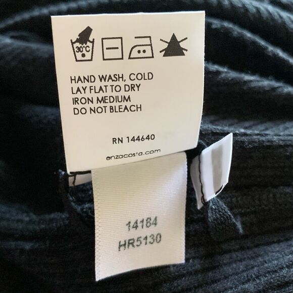 Enza Costa Rib Knit Midi Dress S Long Sleeve High Neck Gray Stretch Turtleneck - Picture 7 of 7